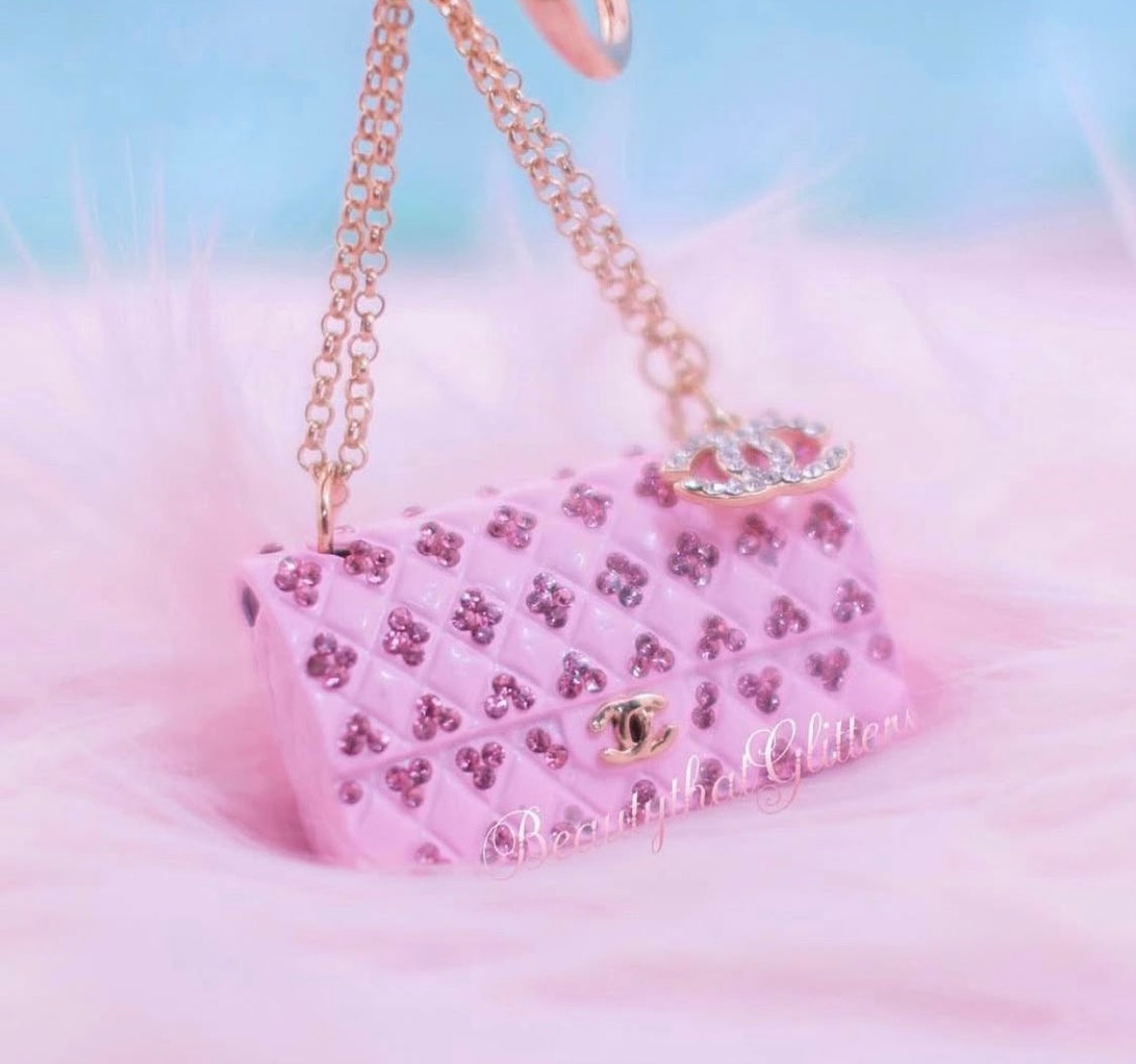 Pink mini purse bag charm