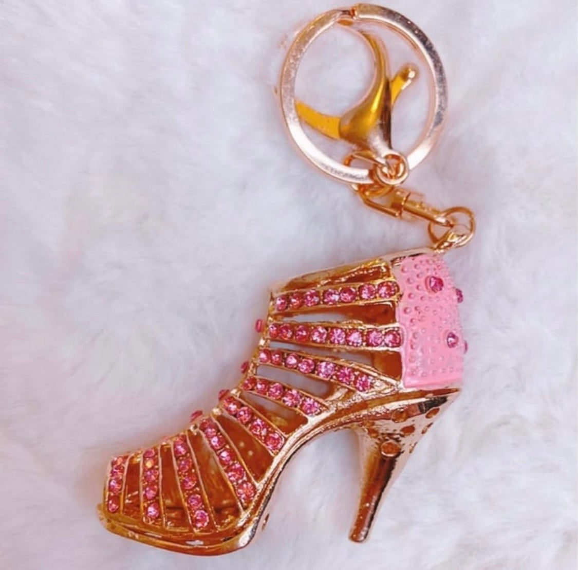 Pink heel bag charm