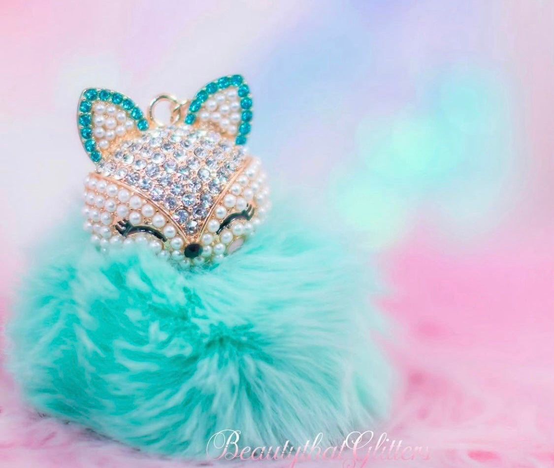 Foxy pom pom bag charm