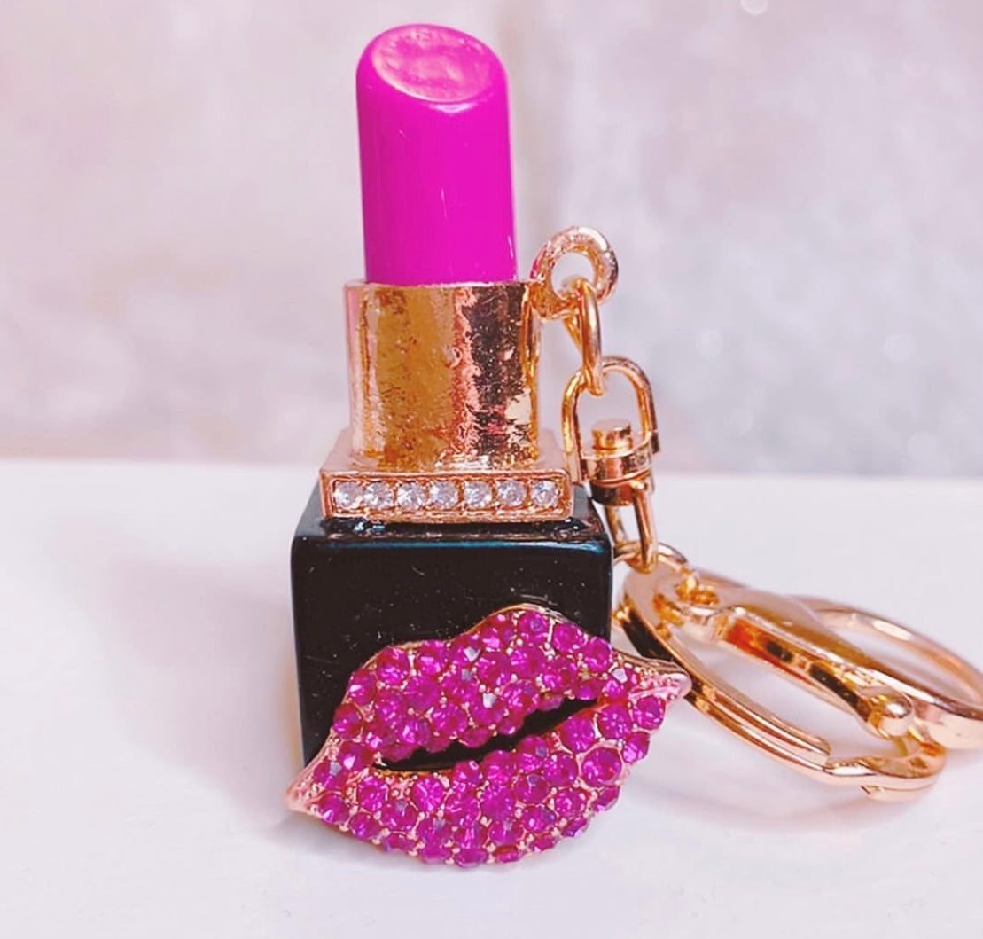 Pink lipstick bag charm