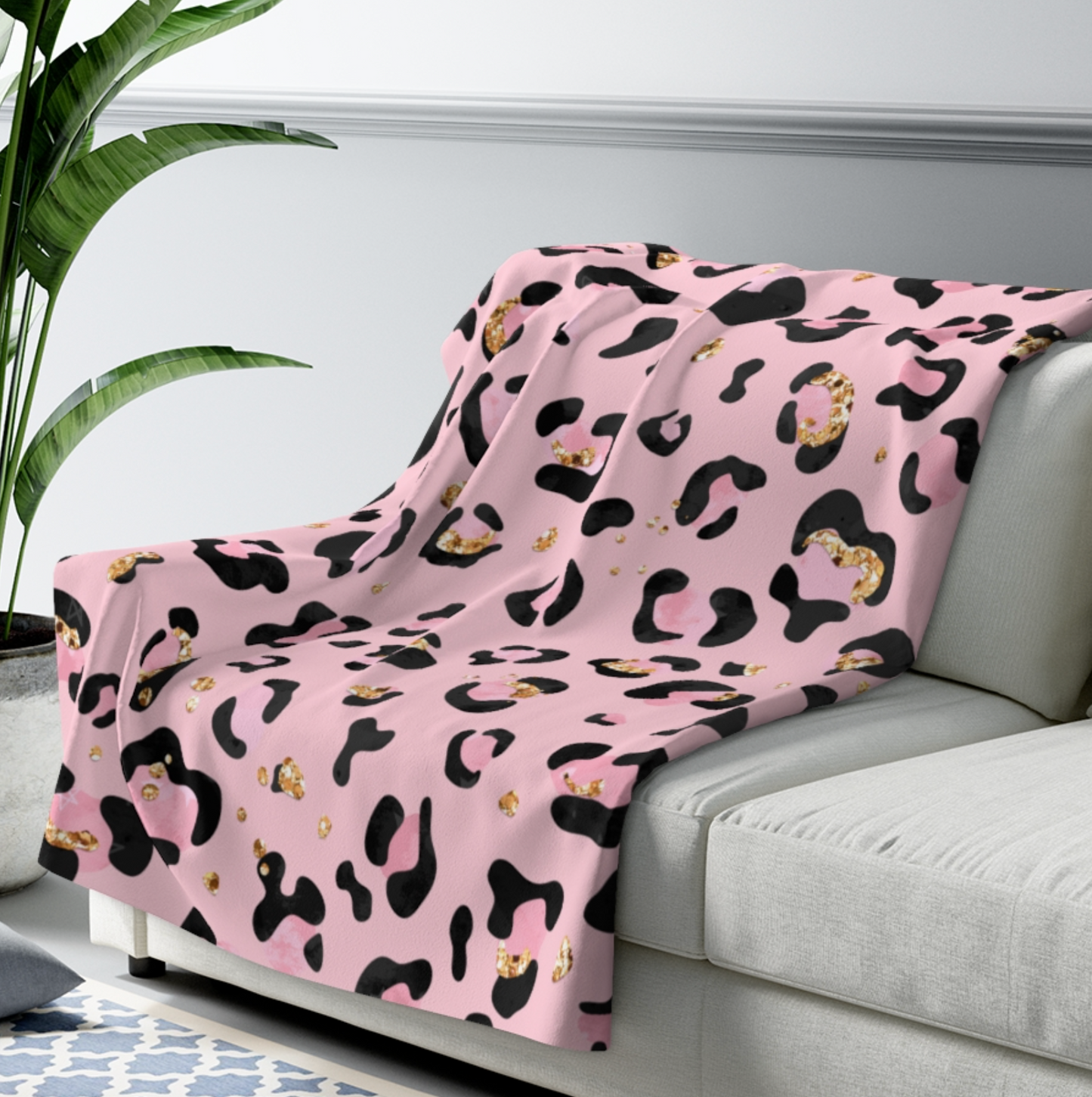 Pink Leopard Sherpa Blanket