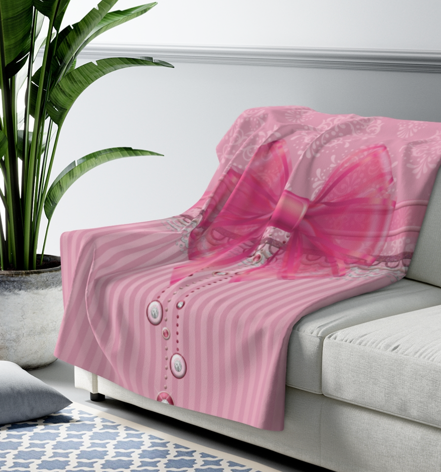 Pink Bow Sherpa Blanket