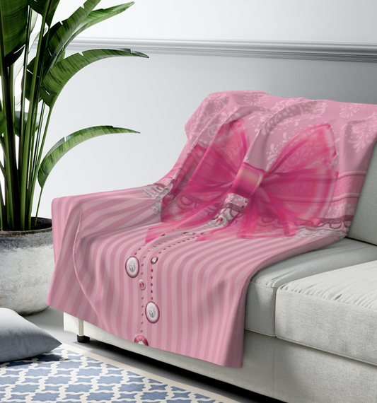 Pink Bow Sherpa Blanket