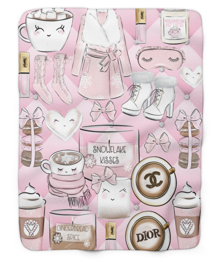 Snowflake Kisses Sherpa Blanket