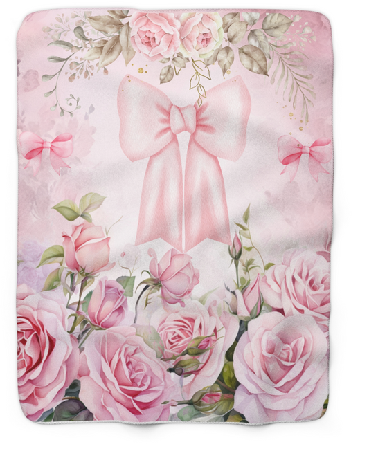 Pink Bow Sherpa Blanket