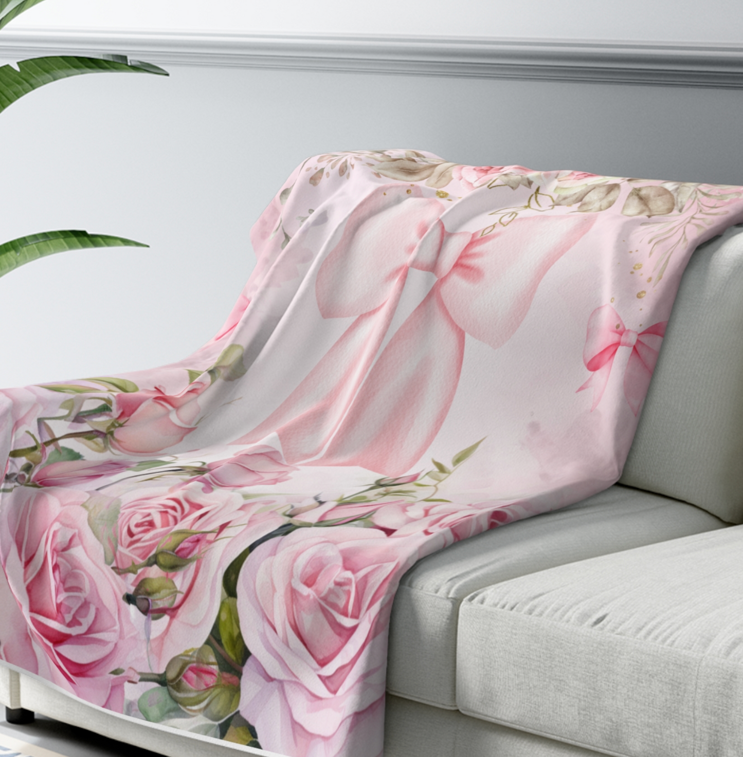 Pink Bow Sherpa Blanket