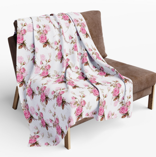 Pink Rose Fleece Blanket