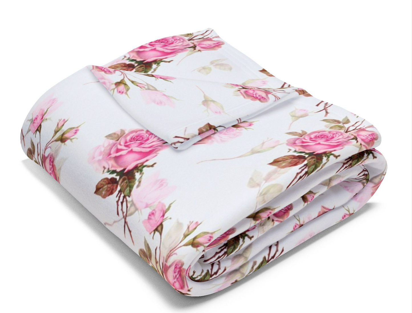 Pink Rose Fleece Blanket
