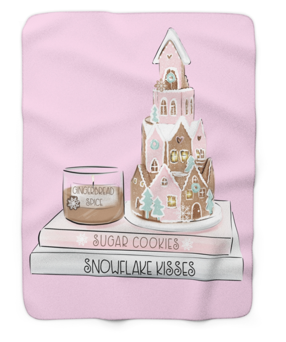 Gingerbread Castle Sherpa Blanket